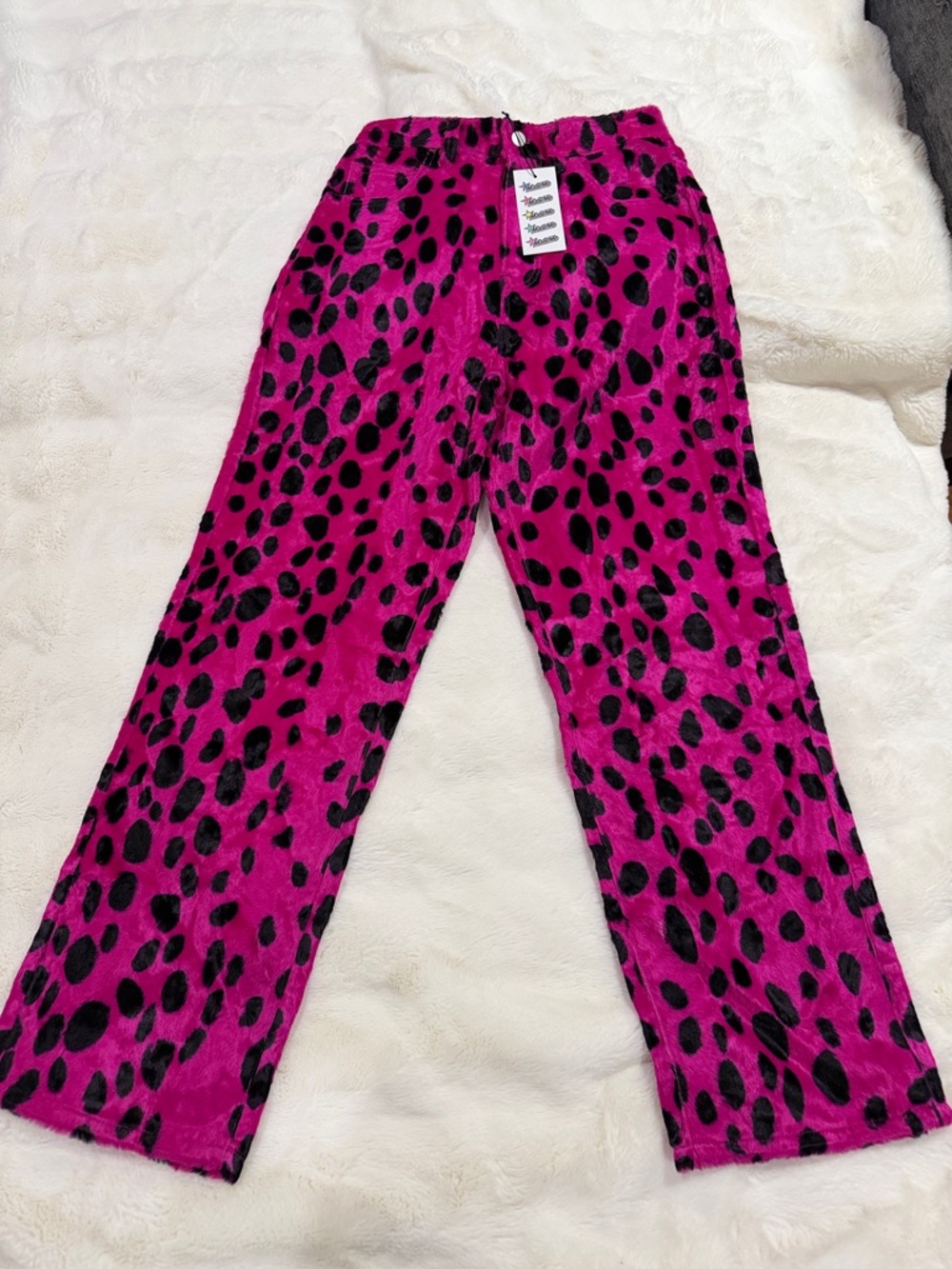 Fuchsia Pink Leopard Print Plush Lounge Pants